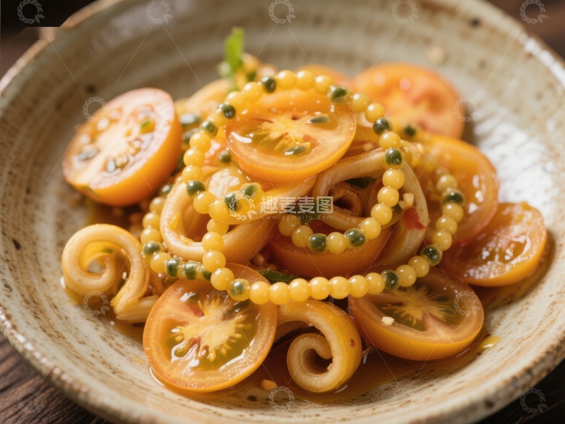 高清大图下载【趣麦麦图】番茄鱿鱼圈沙拉