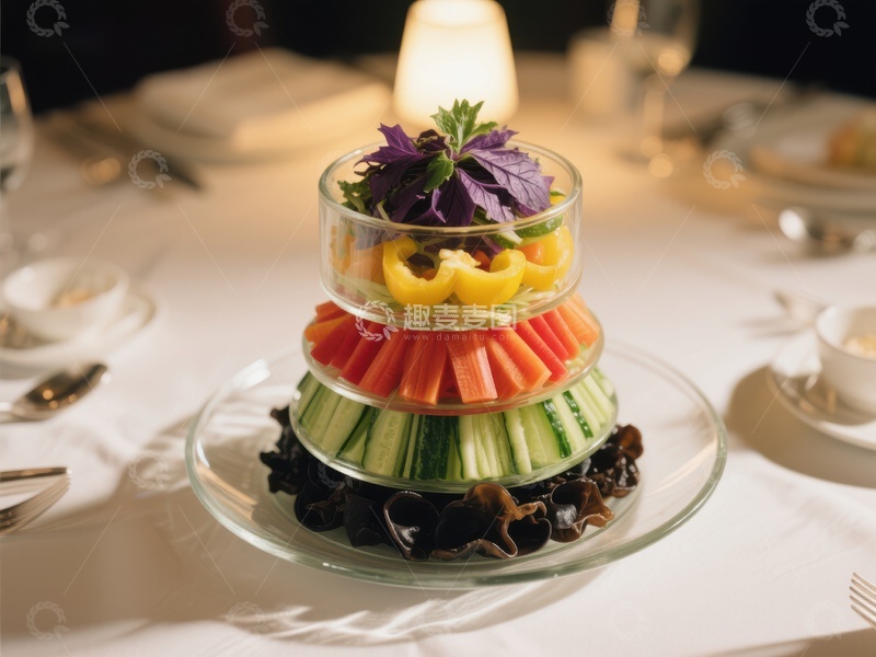 高清大图下载【趣麦麦图】色彩缤纷的蔬菜塔摆盘