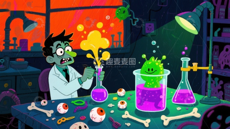 高清大图下载【趣麦麦图】疯狂科学家的奇幻实验