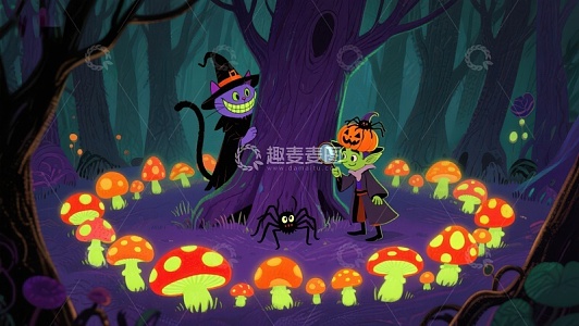 万圣节森林中的奇幻冒险