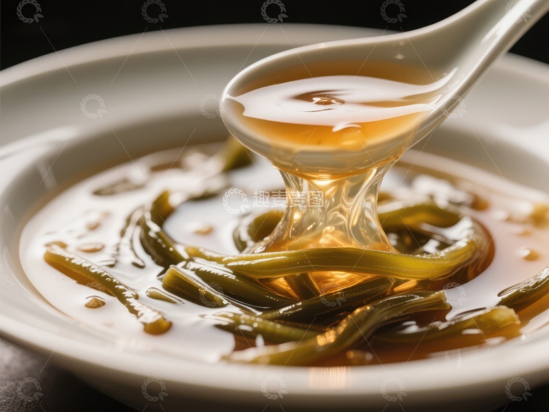 高清大图下载【趣麦麦图】浓稠汤汁与青菜的美味瞬间