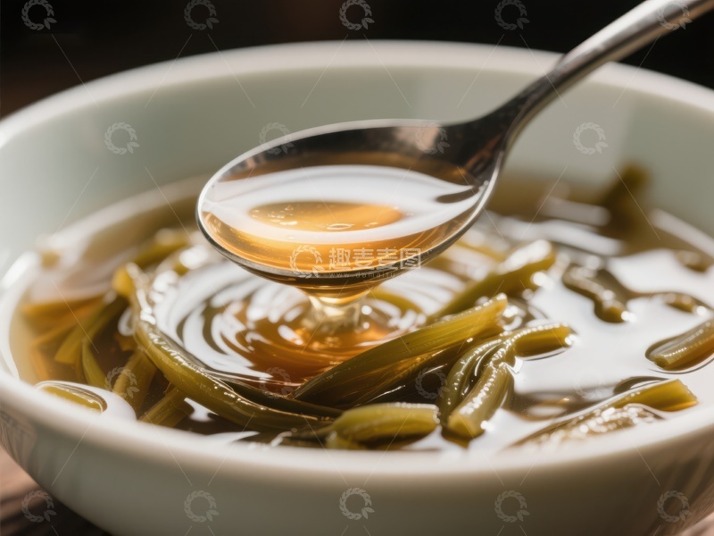 高清大图下载【趣麦麦图】勺舀清汤，海带飘香