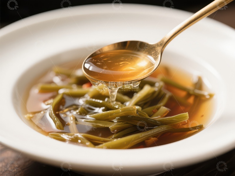 高清大图下载【趣麦麦图】清汤绿蔬，勺舀浓香