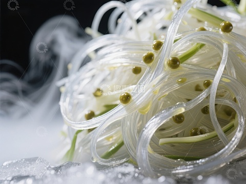 热气腾腾的绿豆芽拌粉丝