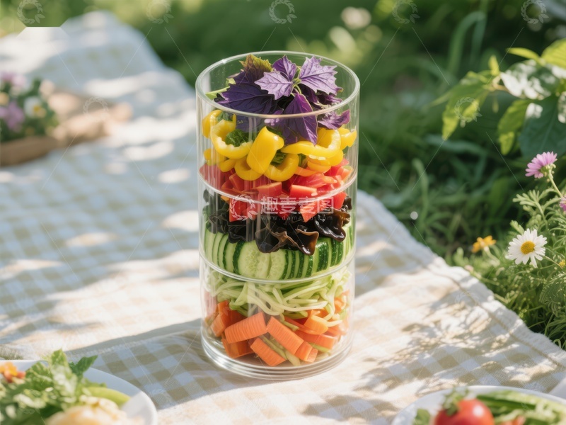 高清大图下载【趣麦麦图】玻璃杯中的多彩蔬菜沙拉