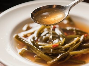 热汤中的海带与枸杞