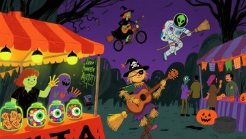 万圣节夜市的奇幻派对