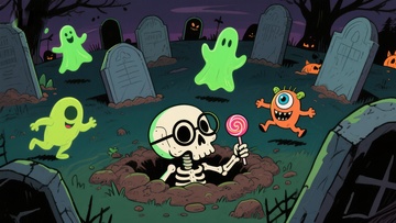 墓地中的骷髅与幽灵