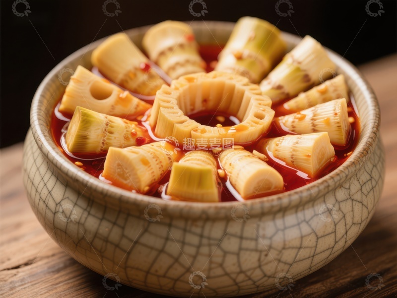 高清大图下载【趣麦麦图】麻辣竹笋，鲜香四溢的美味佳肴