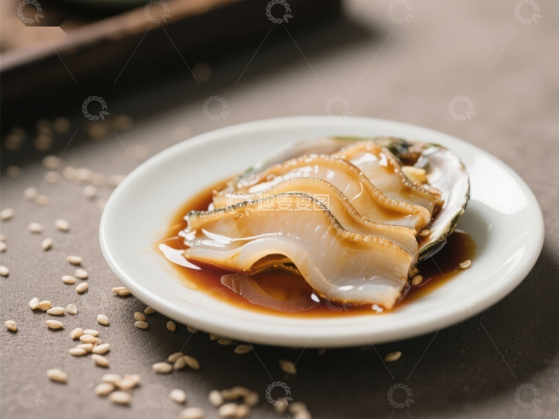 高清大图下载【趣麦麦图】鲜美鲍鱼片配酱油
