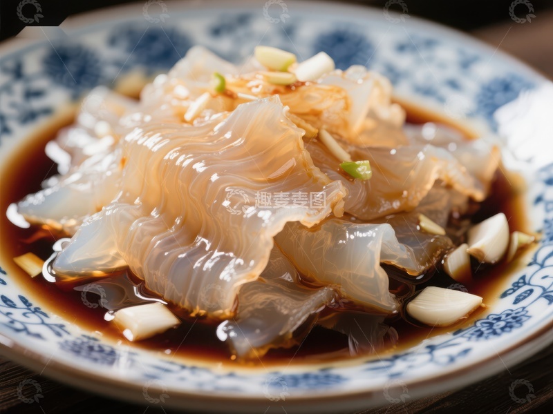 高清大图下载【趣麦麦图】凉拌海蜇配蒜末酱油