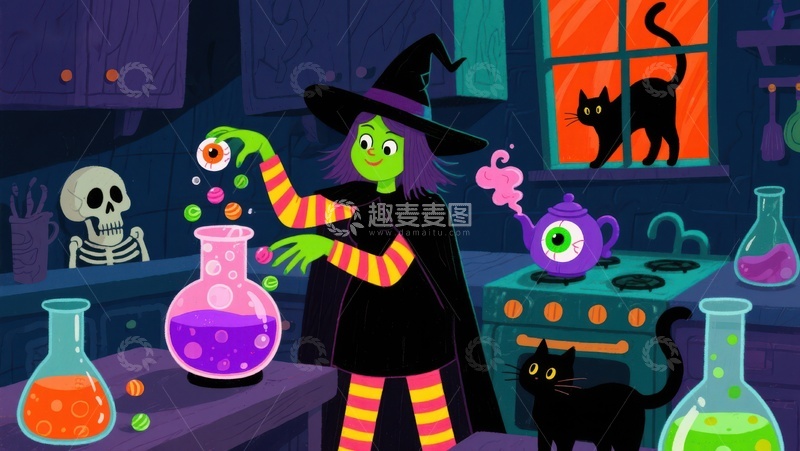 高清大图下载【趣麦麦图】女巫厨房魔法实验