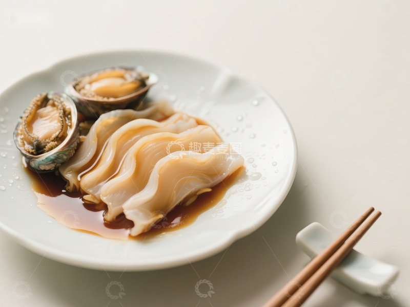 高清大图下载【趣麦麦图】鲍鱼刺身配酱油，精致日式料理