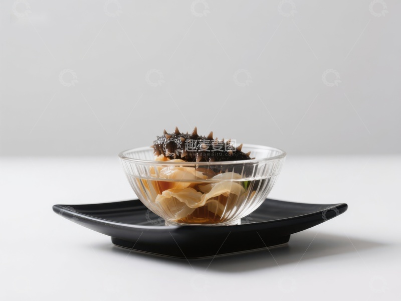 高清大图下载【趣麦麦图】海参与汤汁置于透明碗中
