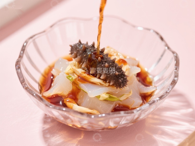 高清大图下载【趣麦麦图】海参拌凉粉，酱汁淋洒瞬间