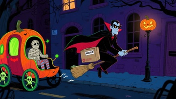 万圣夜趣事：南瓜车与飞天扫帚