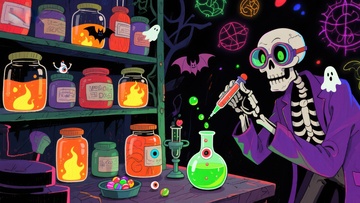 骷髅科学家在实验室进行神秘实验
