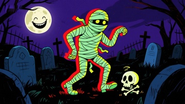 夜幕下的墓地木乃伊