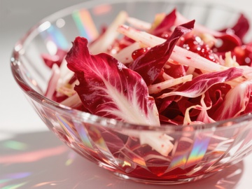 玻璃碗中的红菊苣沙拉