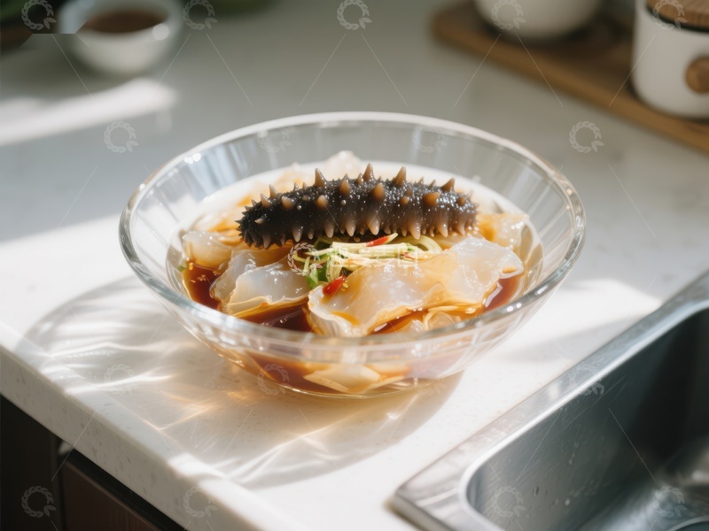 高清大图下载【趣麦麦图】海参拌凉粉，清新美味的家常菜
