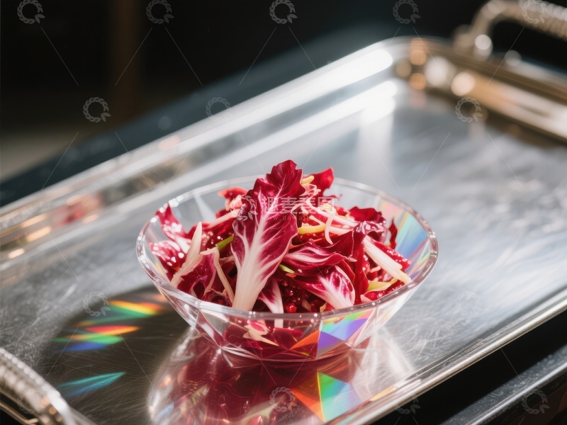 高清大图下载【趣麦麦图】玻璃碗中的红色生菜