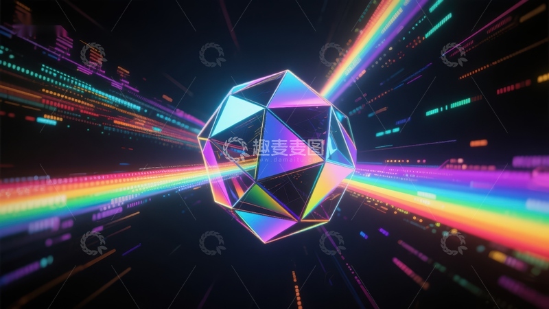 高清大图下载【趣麦麦图】彩虹棱镜穿梭数字空间