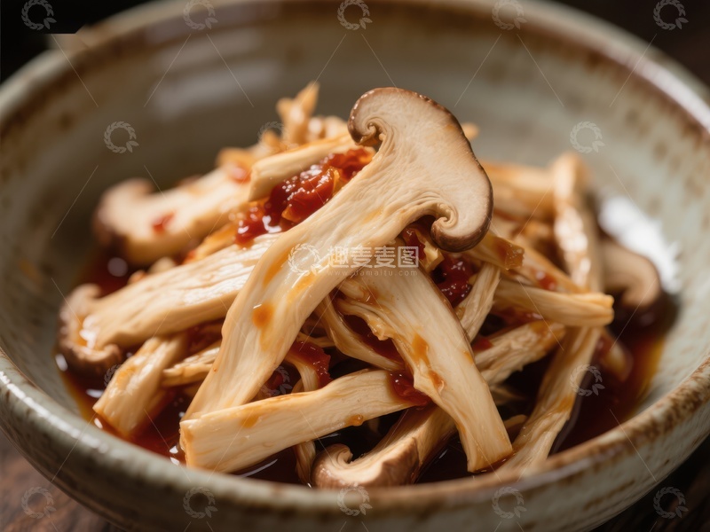 高清大图下载【趣麦麦图】美味炒蘑菇，酱汁浓郁