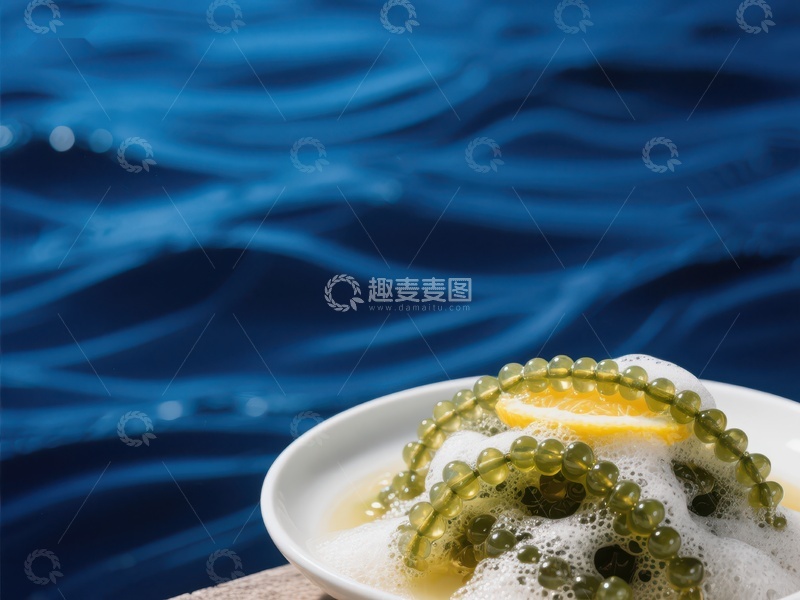 高清大图下载【趣麦麦图】海边美食：柠檬泡沫与绿色珍珠