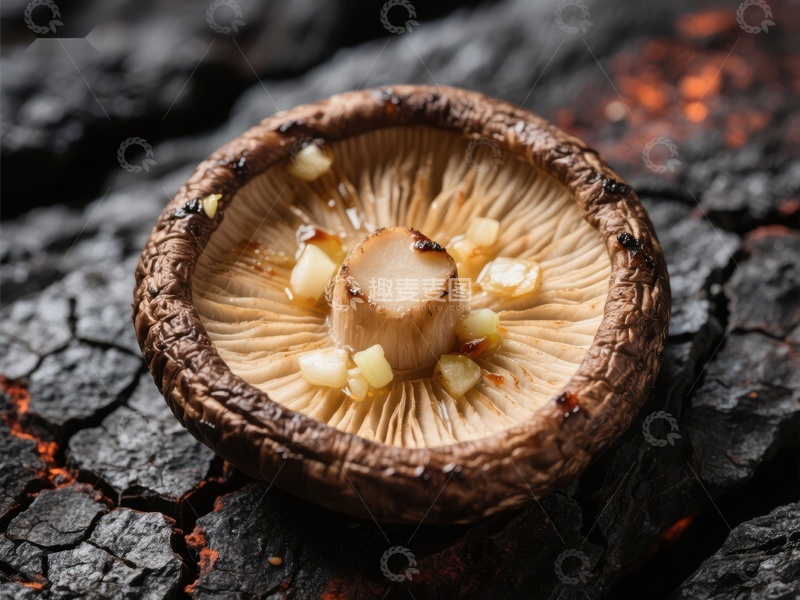 高清大图下载【趣麦麦图】烤制香菇特写