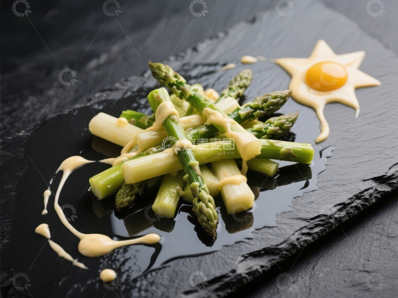 高清大图下载【趣麦麦图】-芦笋配蛋黄酱创意摆盘
