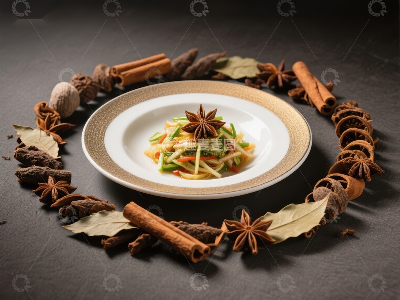 高清大图下载【趣麦麦图】香料环绕的精致菜肴
