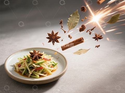 香料飞舞的美食瞬间