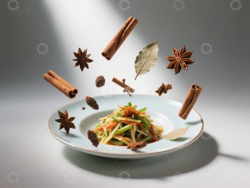 高清大图下载【趣麦麦图】香料与蔬菜的空中舞蹈