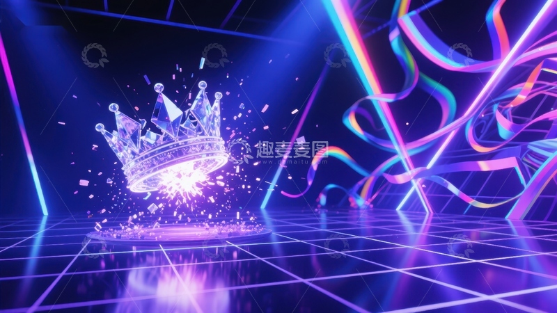 高清大图下载【趣麦麦图】霓虹灯下的皇冠闪耀