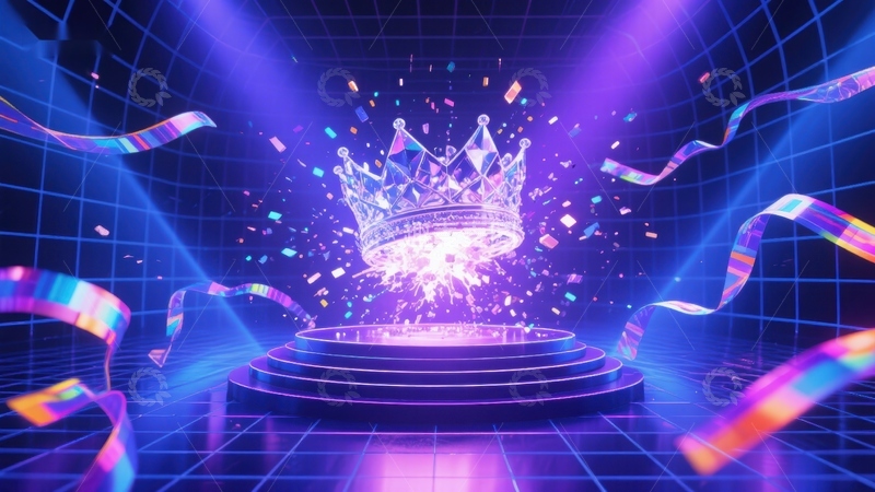 高清大图下载【趣麦麦图】霓虹灯光下的皇冠庆典场景