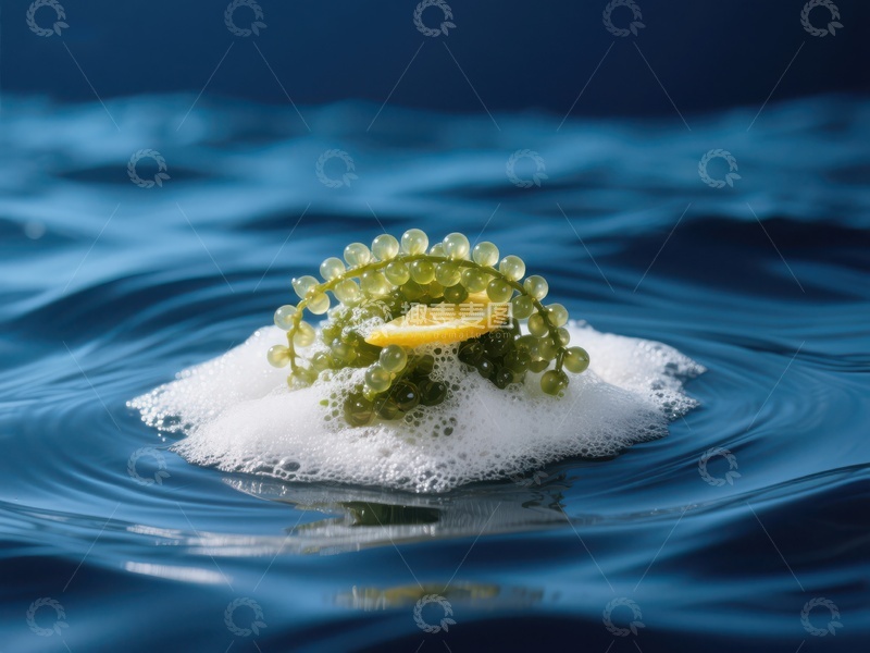 高清大图下载【趣麦麦图】海藻与泡沫在水面漂浮