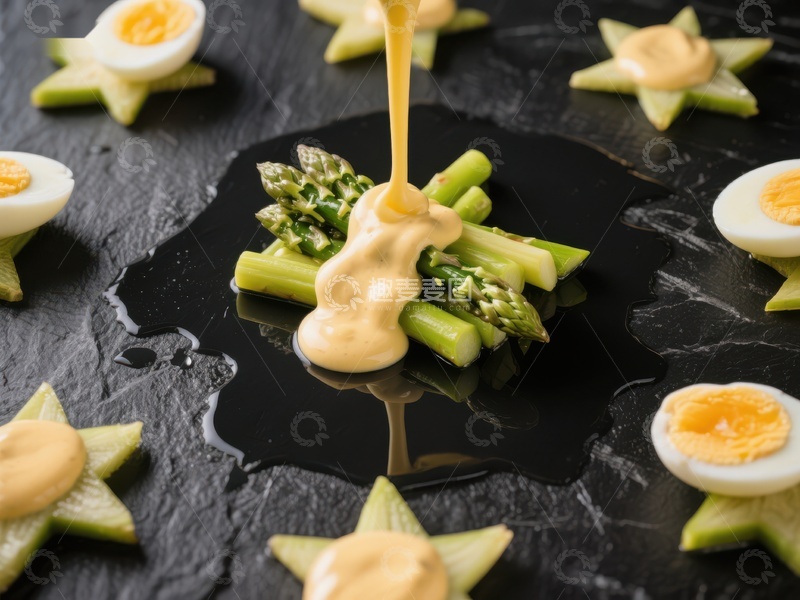 高清大图下载【趣麦麦图】芦笋配蛋黄酱与鸡蛋装饰
