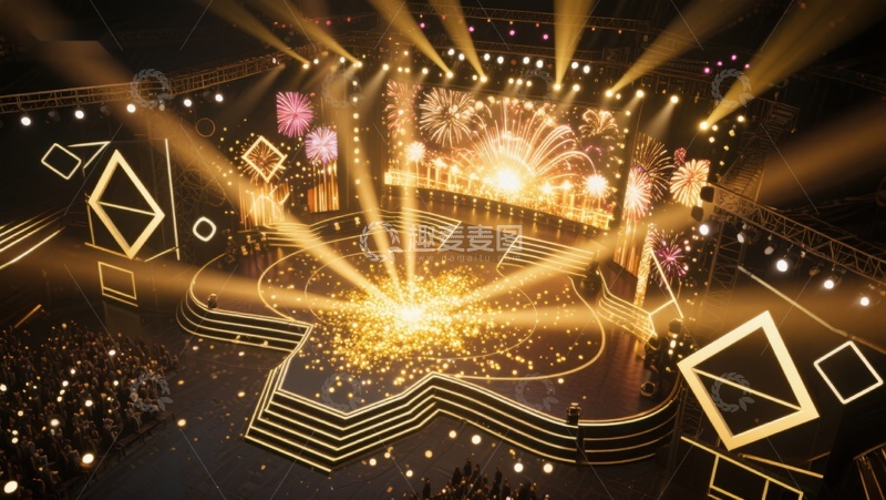 高清大图下载【趣麦麦图】华丽舞台烟花绽放