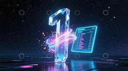 数字一号与数据界面的科技展示