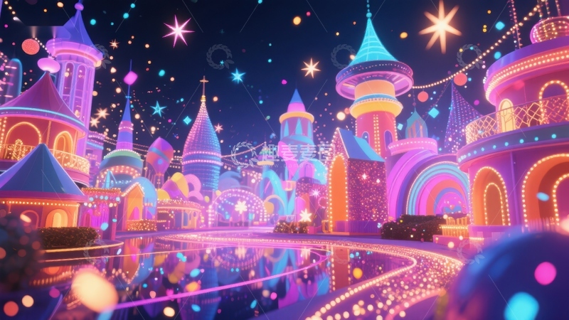 高清大图下载【趣麦麦图】梦幻城堡夜景