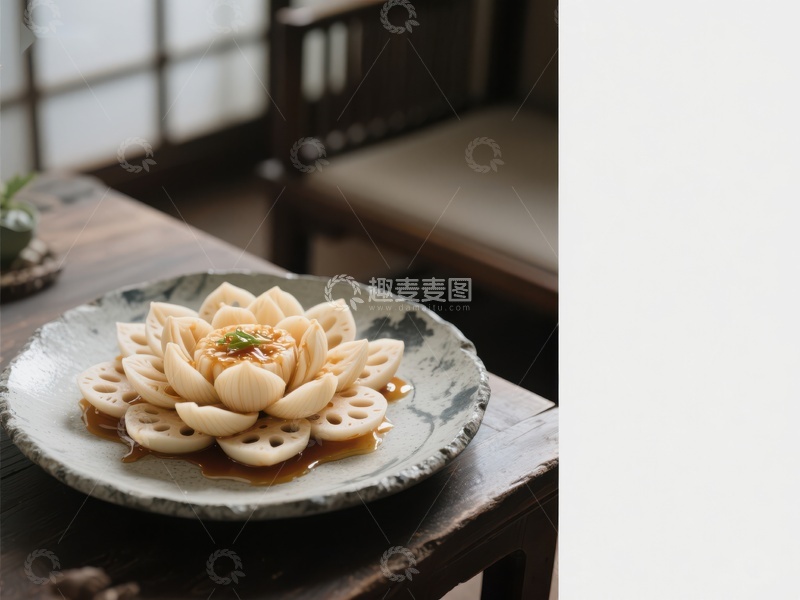 高清大图下载【趣麦麦图】莲藕片精致摆盘，清新雅致