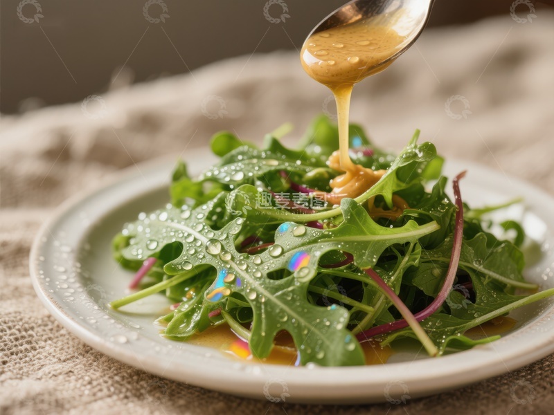 高清大图下载【趣麦麦图】新鲜沙拉淋上酱汁