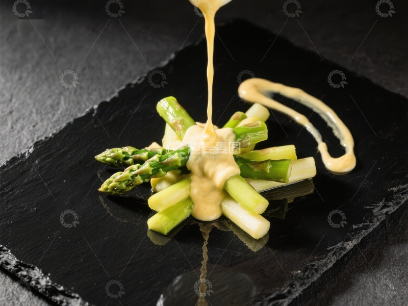 高清大图下载【趣麦麦图】芦笋配奶油酱，精致摆盘
