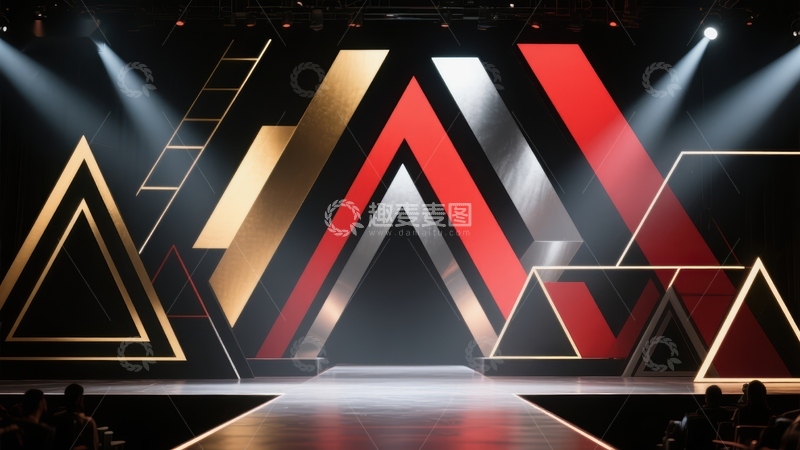 高清大图下载【趣麦麦图】舞台灯光下的几何图形装饰