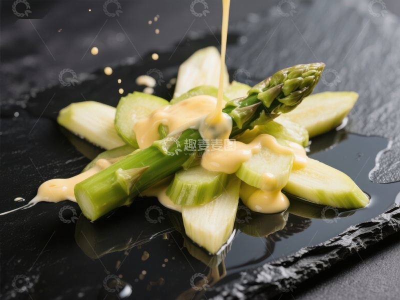 高清大图下载【趣麦麦图】芦笋配酱汁，精致摆盘