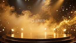 金色舞台灯光与烟雾效果