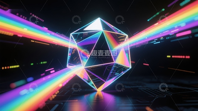 霓虹光影中的几何晶体