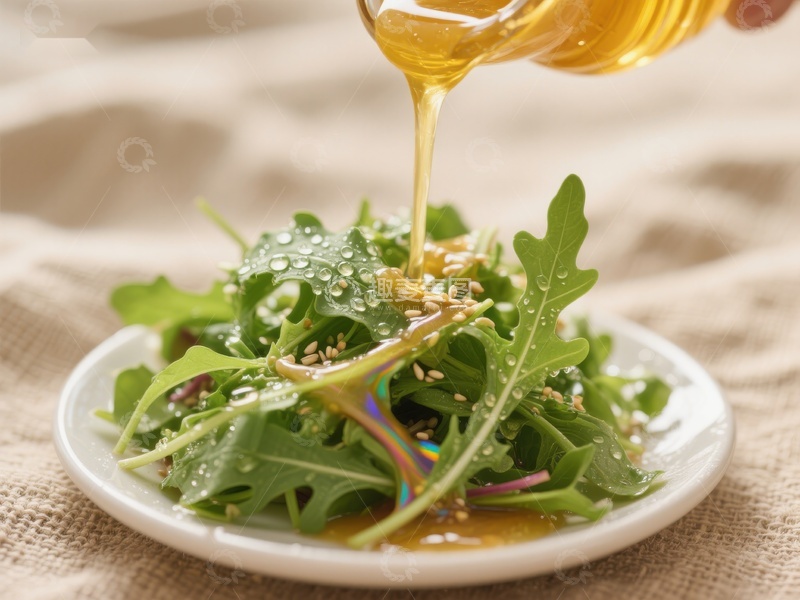高清大图下载【趣麦麦图】芝麻油浇淋新鲜绿叶沙拉