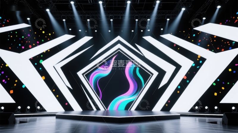 高清大图下载【趣麦麦图】现代舞台设计：光影与色彩的交织