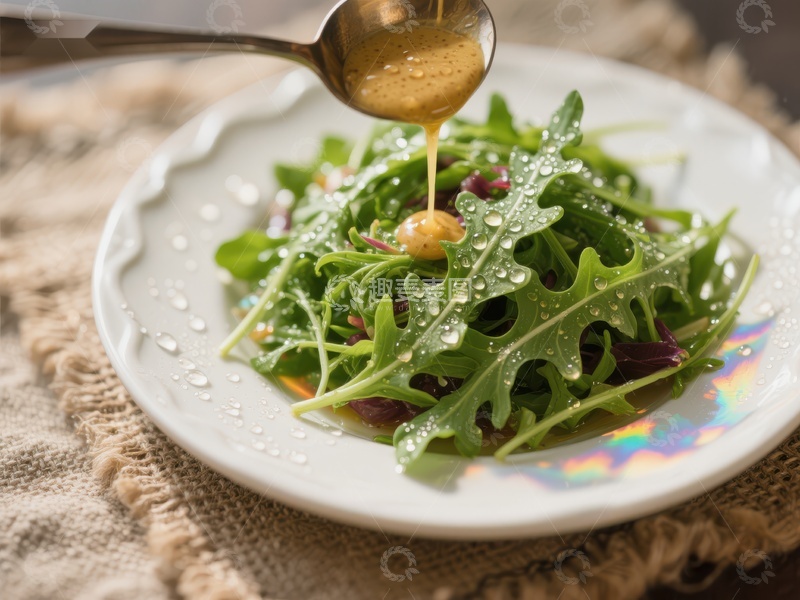 高清大图下载【趣麦麦图】新鲜沙拉浇上香浓酱汁